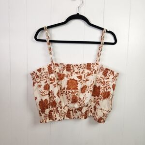 Bailey 44 Brown Floral Boho Crop Top Tank Size XL Beachy Cowrie Shell Straps New